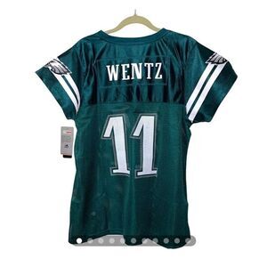 NWT Majestic NFL Philadelphia Eagles Jersey Womens Green Size 1X 11 Carson Wentz